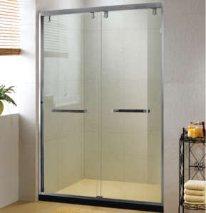 Horizontal Steel Handle Sliding Bypass Shower Door Screen